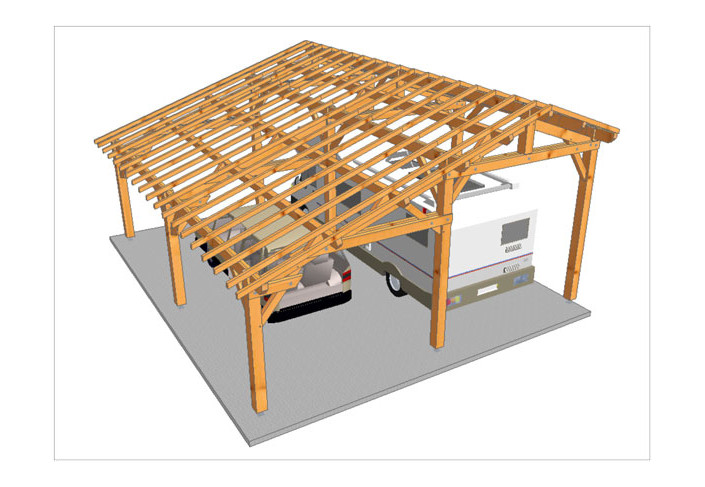 Charpente 2 pentes asymétriques en bois douglas - 63m2