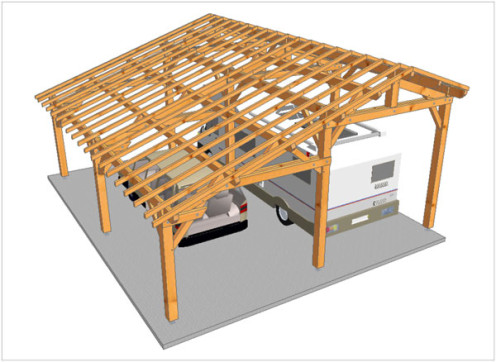 Charpente 2 pentes asymétriques en bois douglas - 63m2