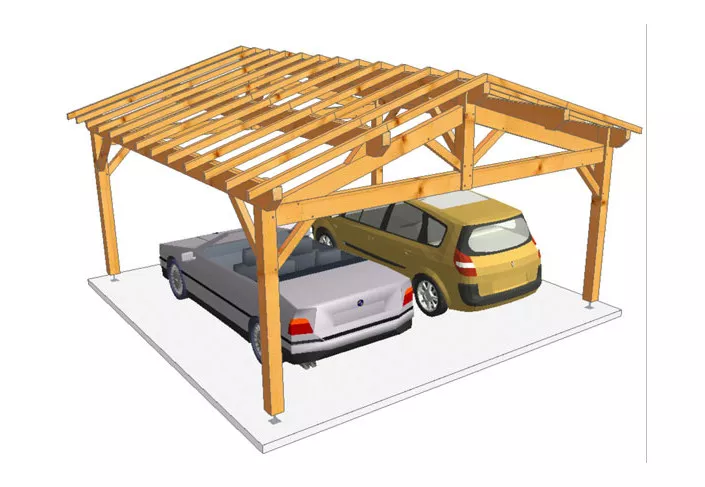 CHARPENTE BOIS TENON/MORTAISE DOUBLE PENTE - 36M2