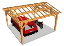 CHARPENTE BOIS TENON/MORTAISE DOUBLE PENTE - 30M2