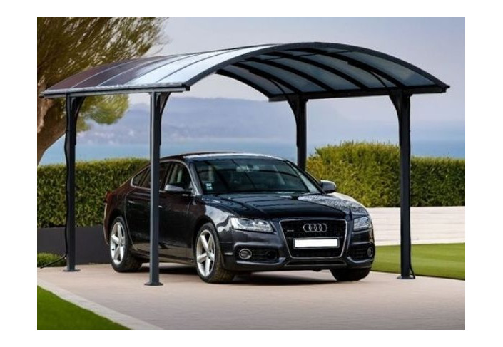CARPORT ALUMINIUM TOIT CINTRÉ EN POLYCARBONATE REA