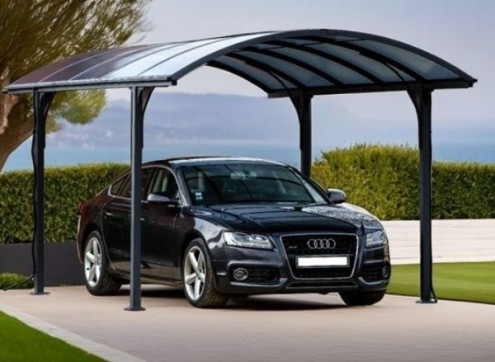 CARPORT ALUMINIUM TOIT CINTRÉ EN POLYCARBONATE REA