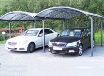 CARPORT DOUBLE ALUMINIUM ET TOIT CINTRÉ EN POLYCARBONATE