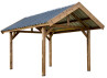 Abri Voiture Bois Traité Couverture Acier 17.89m2