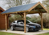 Abri Voiture Bois Traité Couverture Acier 17.89m2