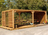 Pergola Bioclimatique en Bois Traité + 2 Panneaux Brise Vue - 20.93m2