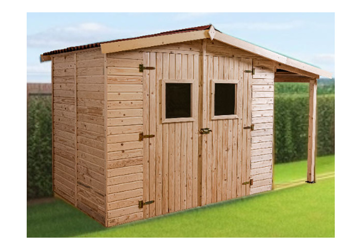 abri jardin bois 16 mm et extension
