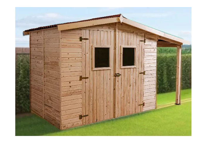 abri jardin bois 16 mm et extension