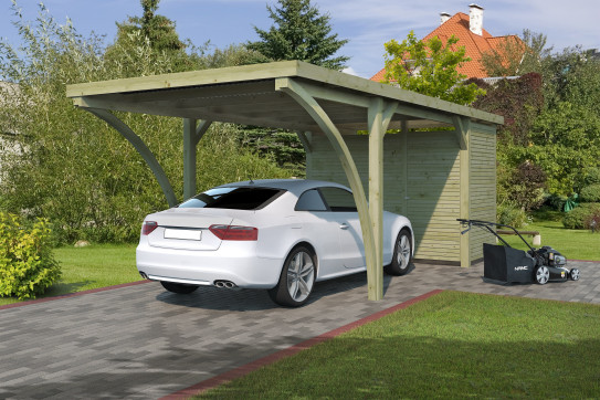 ABRI VOITURE Bois Autoclave + ATELIER