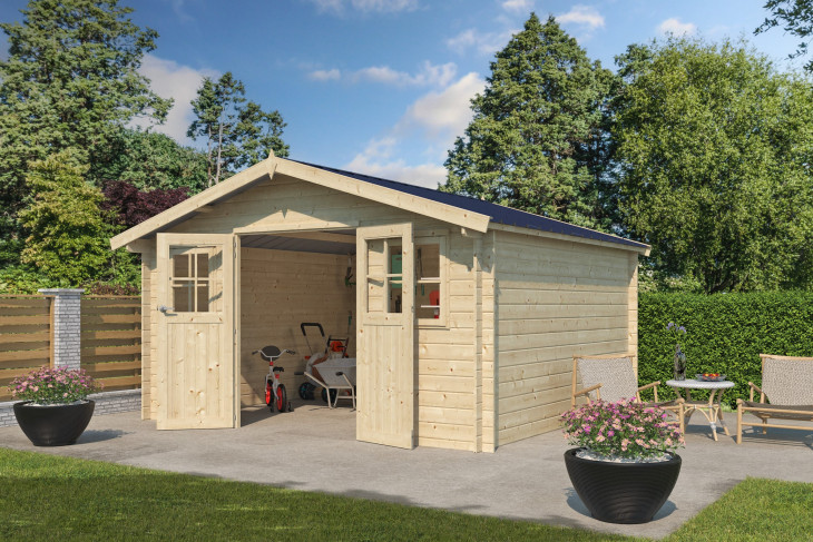 Chalet bois toit acier - 14m2
