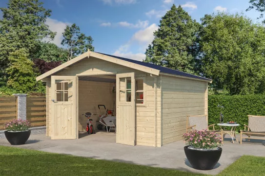 Chalet bois toit acier - 14m2