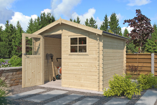 Abri jardin bois 2 pans + bac acier - 9.80m2