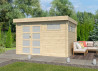 Abri Jardin Moderne Madriers Bois 44mm - Toit plat bac acier -9m2