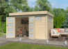 Abri Jardin Moderne Madriers Bois 44mm - Toit plat bac acier -9m2