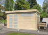 Abri Jardin Toit Plat Métallique - Madriers Bois 44mm 12m2
