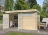 Abri Jardin Toit Plat Métallique - Madriers Bois 44mm 12m2