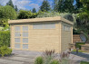 Abri Jardin Toit Plat Métallique - Madriers Bois 44mm 16m2