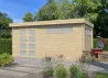 Abri Jardin Toit Plat Métallique - Madriers Bois 44mm 16m2