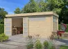 Abri Jardin Toit Plat Métallique - Madriers Bois 44mm 16m2