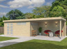 Abri Jardin Toit Plat Métallique - Madriers Bois 44mm 16m2