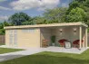 Abri Jardin Toit Plat Métallique - Madriers Bois 44mm 16m2