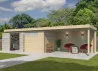 Abri Jardin Toit Plat Métallique - Madriers Bois 44mm 16m2