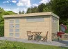 Abri Jardin Toit Plat Métallique - Madriers Bois 44mm 16m2