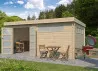 Abri Jardin Toit Plat Métallique - Madriers Bois 44mm 16m2