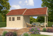 Abri jardin bois 2 pans avec auvent 23m2