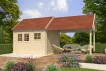 Abri jardin bois 2 pans avec auvent 23m2