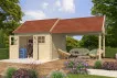 Abri jardin bois 2 pans avec auvent 23m2