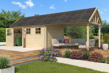 Abri jardin bois avec auvent 22m2