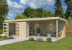 Abri Jardin avec Auvent en Bois Brut 28mm Toiture Plate Acier 15 m2
