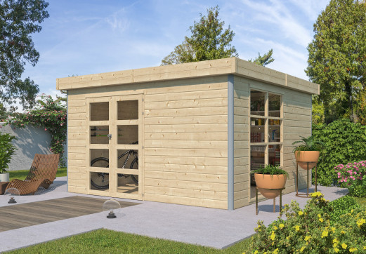 Abri Jardin Bois Brut 28mm Toiture Plate Acier 15 m2