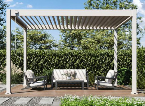 PERGOLA BIOCLIMATIQUE ALU GRIS CLAIR 12M2 - STORE 4M