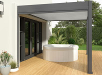 PERGOLA BIOCLIMATIQUE BICOLORE 12M2 ADOSSÉE
