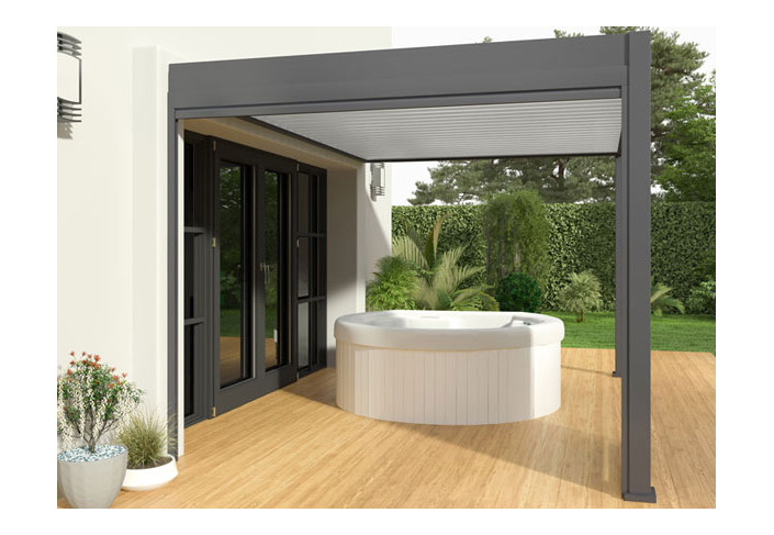 PERGOLA BIOCLIMATIQUE BICOLORE 12M2 ADOSSÉE