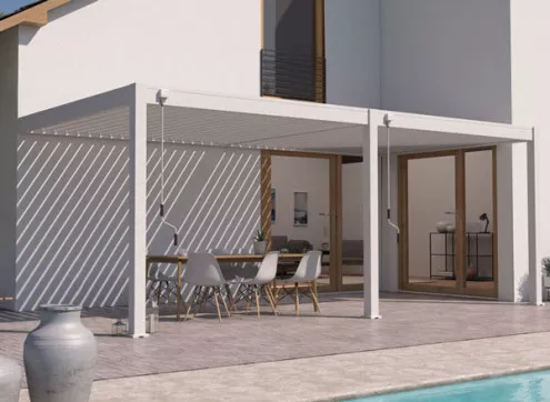 PERGOLA BIOCLIMATIQUE ALU 18M2 ADOSSÉE