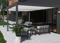 PERGOLA BIOCLIMATIQUE ALU GRIS - LAMES BLANCHES 24M2