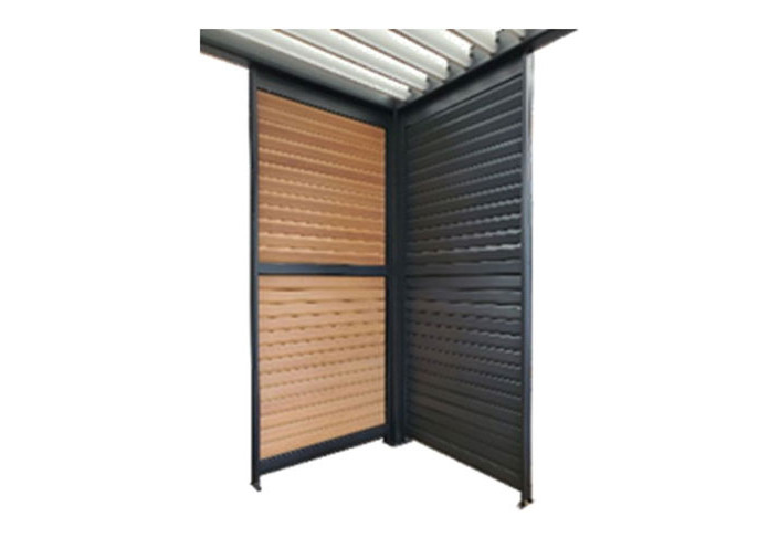 OPTION Panneau fixe 98cm pergola - lames orientables noir/bois
