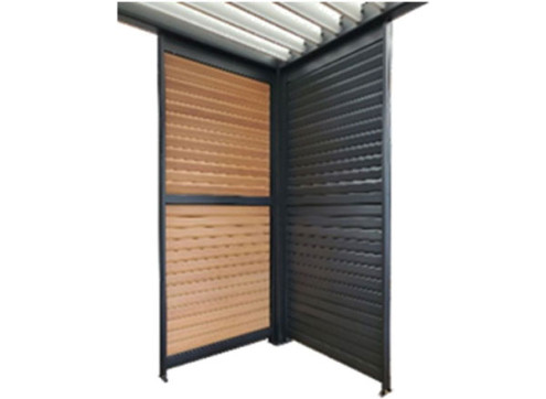 OPTION Panneau fixe 98cm pergola - lames orientables noir/bois