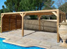 Pergola Bioclimatique en Bois Traité + 2 Panneaux Brise Vue - 20.93m2