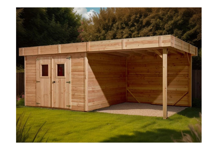 ABRI JARDIN BOIS DOUGLAS 17M2 - BAC ACIER