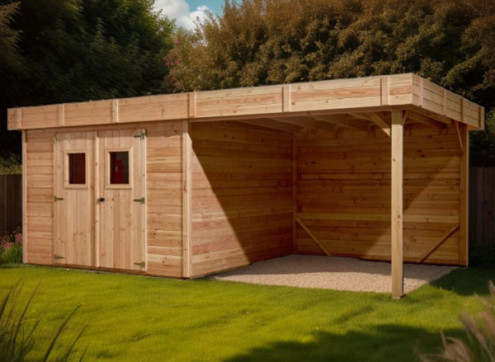 ABRI JARDIN BOIS DOUGLAS 17M2 - BAC ACIER