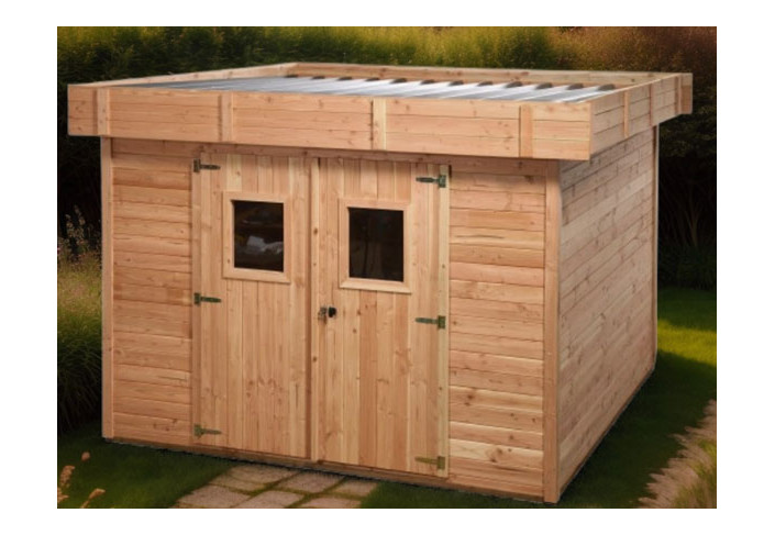 ABRI JARDIN BOIS DOUGLAS 9M2 - BAC ACIER