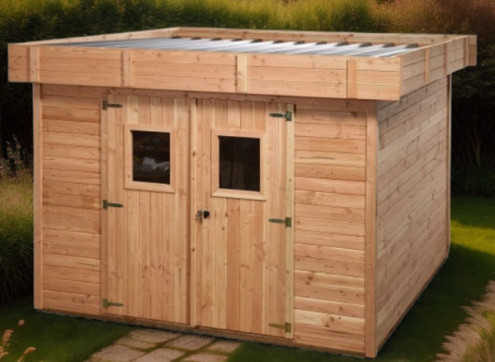 ABRI JARDIN BOIS DOUGLAS 9M2 - BAC ACIER