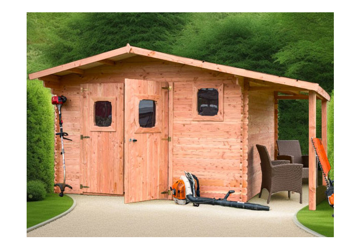 Abri Jardin Bois Douglas avec Appentis 16M2