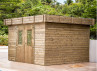 Abri Jardin Madriers bois traité - Toit Plat - Bac Acier 9M2
