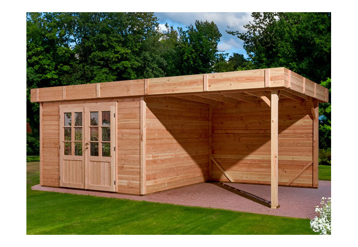 ABRI JARDIN BOIS DOUGLAS 17M2 - BAC ACIER