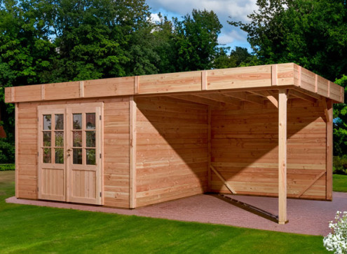 ABRI JARDIN BOIS DOUGLAS 17M2 - BAC ACIER